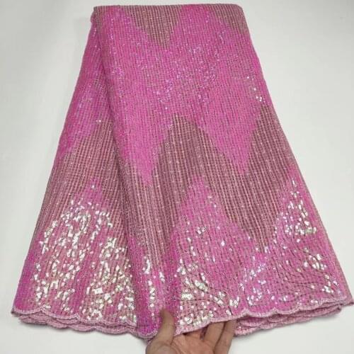5yards/pc) Latest pink African French net lace with wonderful sequins embroidery Nigerian party lace for dress 7 colors FTY005