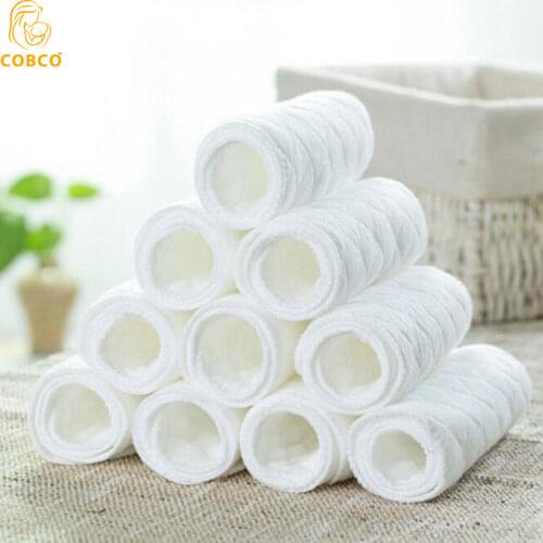 10 Pcs Baby Nappies Reusable Baby Infant Newborn Cloth Diaper Nappy Liners Insert 3 Layers Cotton hot sale