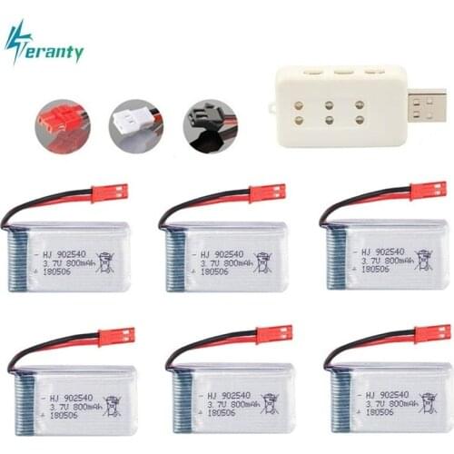 800mAh 25c 3.7V Lipo Battery With USB Charger For X5C X300 X400 X500 X800 HJ819 H805W X25 Battery RC Quadcopter Drone Spare Part