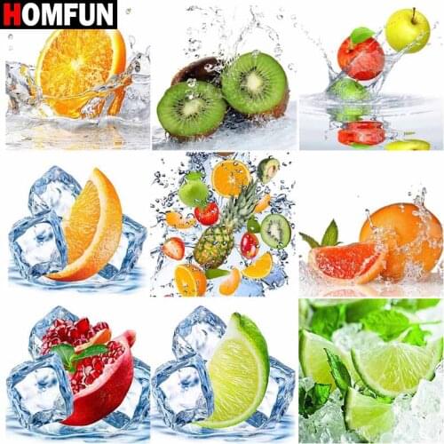 HOMFUN Diamond Painting Full Square/Round Diamond "Orange apple fruit" Pattern Embroidery Cross Stitch 5D Rhinestone Painting