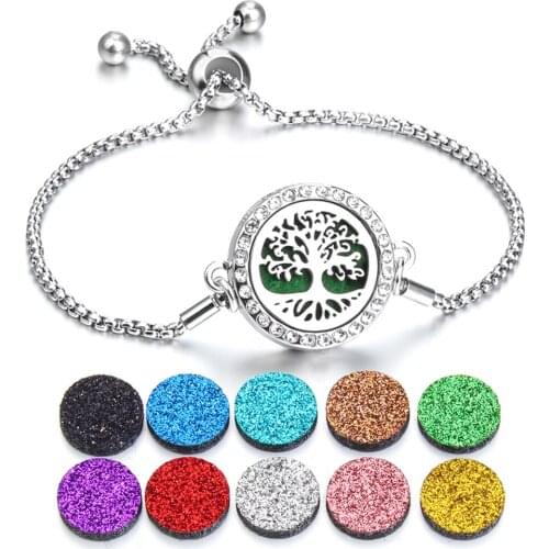 Aromatherapy Bracelet Essential Oil Diffuser Jewelry Adjustable Chain Crystal Aroma Armband Perfume Locket Bracelet Free 10Pads