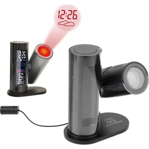 LCD Digital Projection Clock Temperature Humidity Clock Projector Colorful LED Backlight Alarm Clock Weather Calendar Home Decor