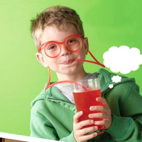 Hot Sale Funny Soft Glasses Straw Unique Flexible Drinking Tube Kids Party Crazy DIY Accessories for Birthday Party Supplies