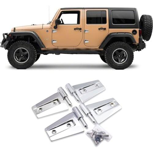 Chrome 2 Door Side Hinges Bracket Set Heavy Built Stainless for Jeep Wrangler JK 2007-2018