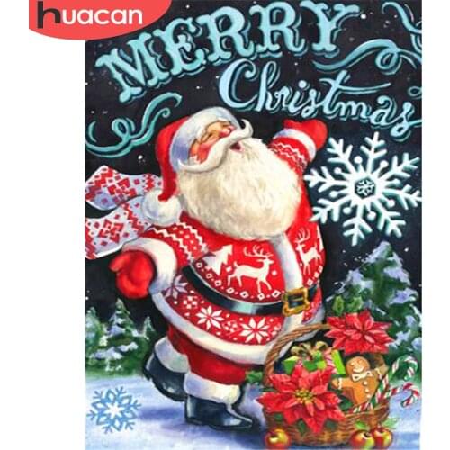 HUACAN Diamond Painting Santa Claus Cross Stitch New Arrival 5D DIY Diamond Embroidery Cartoon Handicraft Christmas Decoration