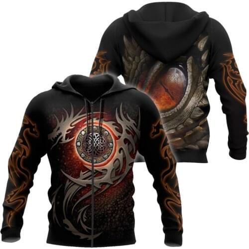 Armor Tattoo and Dungeon Dragon 3D Printed Unisex Deluxe Hoodie Men Sweatshirt Zip Pullover Casual Jacket Tracksuit KJ0279