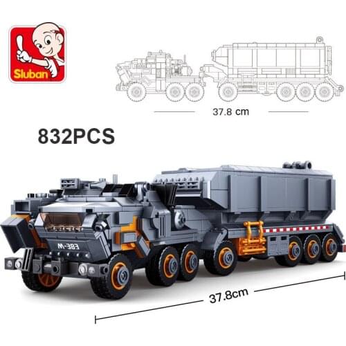 832Pcs Sluban Military Model Building Block the Wandering Earth Heavy Transport Vehicle Truck Educational Bricks Toy Boy