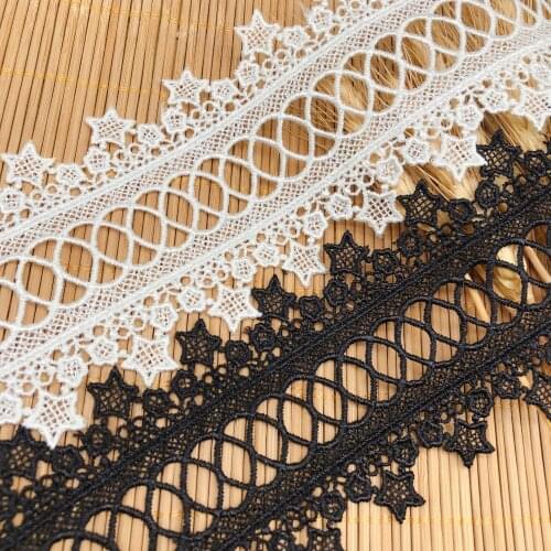 2Yard 7.8cm wide good quality Clothing Sewing Accessories Water Soluble Lace Applique White Lolita star Embroidered Lace Trim
