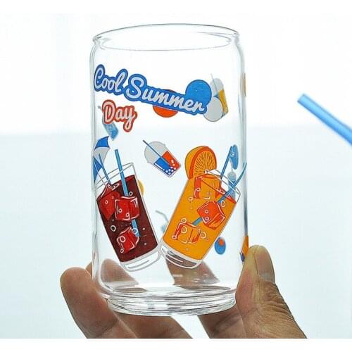 High Borosilicate Glass Coke Cup Creative Cartoon Children Milk Mug High Temperature Resistant Water Cup Household Supplies