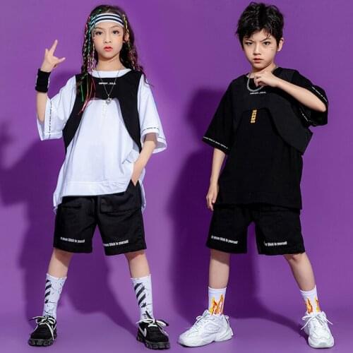 Summer New Style ChildrenS Jazz Dance Costumes Fashion Vest Three-Piece Suit Hip Hop Modern Dace Clothes Stage Outfits DQS7422