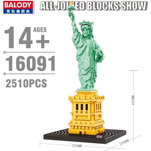 Balody Mini Blocks World Architecture Castle the Statue of Liberty Model Assembly Bricks for Children Toys Kids Xmas Gifts 16091