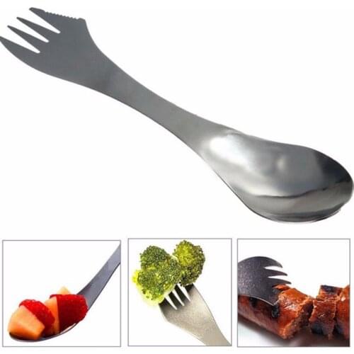 Outdoor Multi Function 3 in1 Stainless Steel Spork Travel Camping Hiking Picnic Utensils Combo Knife Fork Spoon Picnic Gadget