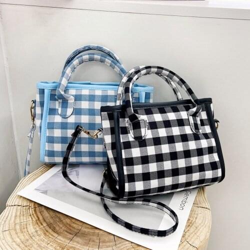 Fashion Plaid Pattern Top-Handle Crossbody Bag for Women 2021 New Luxury Designer Casual Vintage Shoulder Bags Purses Handbags