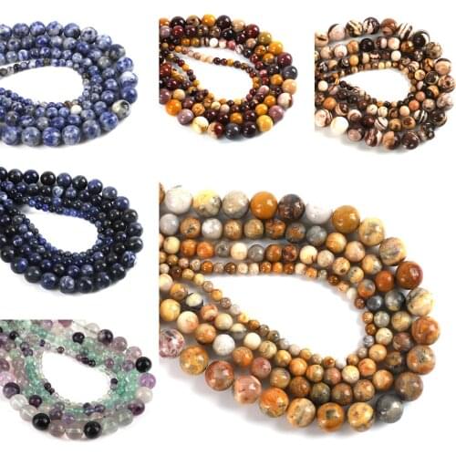 New Beadia 4 6 8 mm Stone Beads Black Lava Tiger Eye Bulk Loose Stone Beads For DIY Making Bracelet Necklace Jewelry