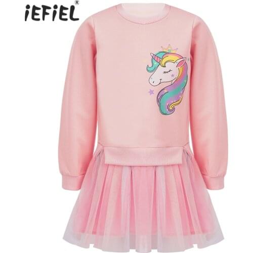 New Baby Girls Dress 2021 Spring Girl Princess Tutu Dresses Cartoon Print Teenage Sweatshirt Dress Children Clothing for Party