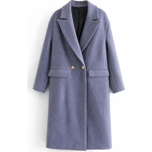 New Pop Autumn Winter Women Textured Coat Double-Breasted Metal Buttons Casual Elegant Warm windbreaker Outerwear female Jacket