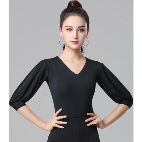 Excellent Quality Latin Dance Shirt Female Sexy Performance Dancing top Ballroom Cha Cha Samba Practice Dance Clothes