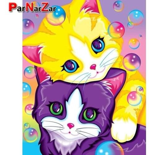 ParNarZar 3D Full Drill DIY Diamond Painting Kits - Cute Two Kittens Rhinestone Mosaic Needlework For Home Wall Decorations