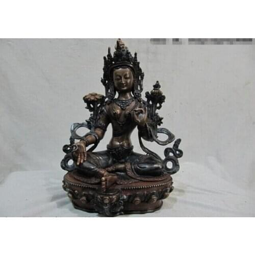 Song voge gem S0566 Tibet classical Pure Handwork Bronze Made Seven Eye Green TaRa Kwan-Yin buddha