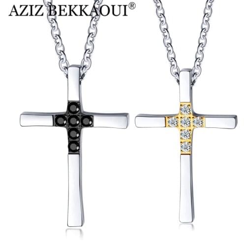 AZIZ BEKKAOUI Eternal Love Stainless Steel Couple Necklace Cross Pendant For Couple Women Men Jewelry Gift Necklace Dropshipping