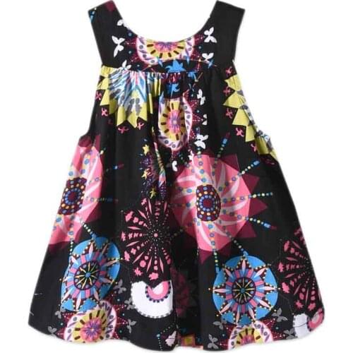 Girls Casual Dress 2-7 Years Baby Girls Sleeveless Flower Print Dresses Clothes Kids Summer Fashion Dress Children Girl Clothes