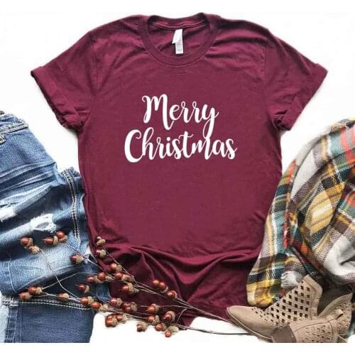 Merry Christmas Letter Short Sleeve Top Tees 100% Cotton Plus Size Women Tshirt 2019 Fashion O Neck Casual Shirt Drop Shipping