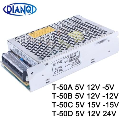 T-50C 5V 15V -15V Triple output Switching power supply T-50A 5V 12V -5V ac dc converter T-50B 5V 12V -12V AC DC T-50D 5V 12V 24V