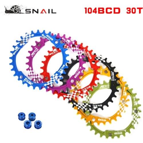 SNAIL 104BCD 30T Bicycle Chainring Narrow Wide MTB Single Speed Bicycle Chainwheel Colored Bike with Bolts for Sram