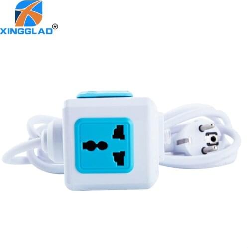EU Russian Plug Network filter Cube Power Strip With Switch 4 Universal outlets 2 USB 1.8M Extension Cord 2500W Power Adapter