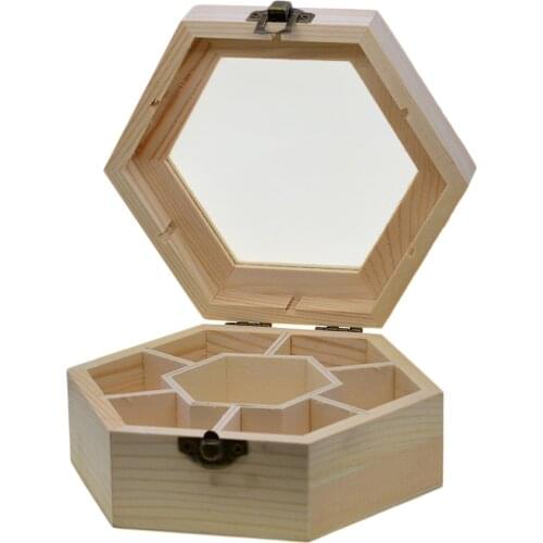 Unfinished Wood Storage Box with Lip Modern Storage Organizer with 7 Slots for Ring Bracelet Necklace Earrings Accessories