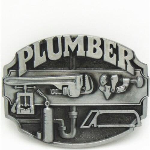 Western cowboy PLUMBER characteristic tool element zinc alloy belt buckle same style for men and women