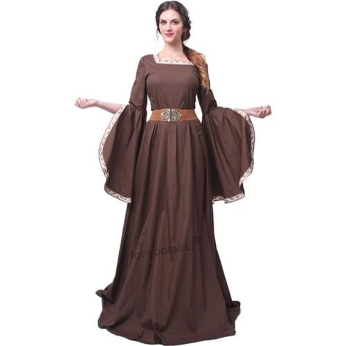 Adult Women Medieval Vintage Floor Dress Costume Cosplay Renaissance Victorian Female Gown Long Dresses Party Theater Clothes