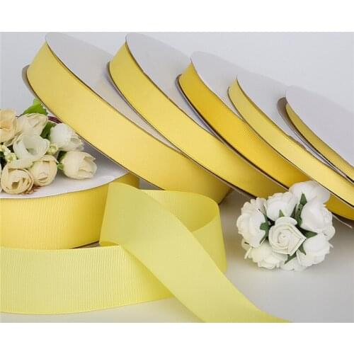 100 Yards Yellow 7/10/15/20/25/38mm Grosgrain Ribbons Packing Material DIY Crafts Decor Wedding Party Decoration Gift Wrapping