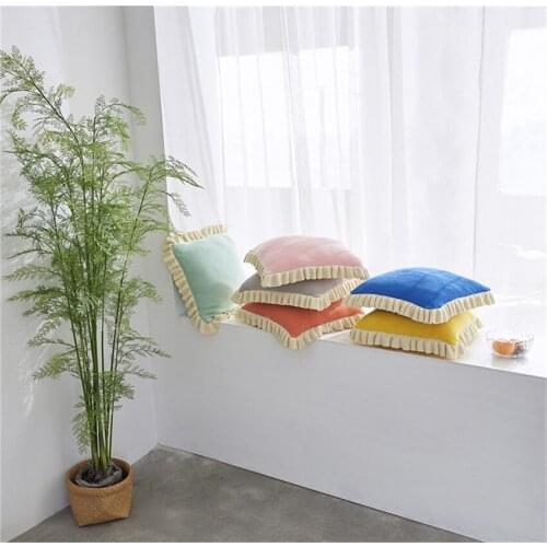 45x45cm Ruffle Sofa Pillowcase Pink Cushion Cover Throw Pillow Case Home Sofa Bed Chair Decoration 17.72x 17.72inch