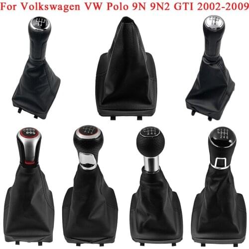 5/6 Speed Car Gear Shift Knob With Gaitor Boot Cover For Volkswagen VW Polo 9N 9N2 GTI 2002 2003 2004 2005 2006 2007 2008 2009