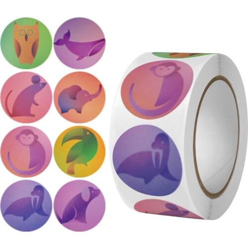 50-500pcs 1 inch Cute Monkey Bear Animals sticker Handmade sticker for Kindergarten Holiday Decor Gift Seal Label Reward sticker