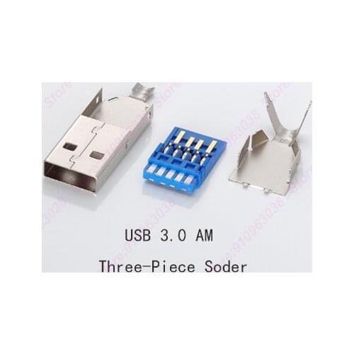 50PCS/100PCS DIY USB 3.0 Male Connector USB 3.0 Jack Soldering Type Line Tail Socket 3 in 1 Charging Plug Socket High Speed
