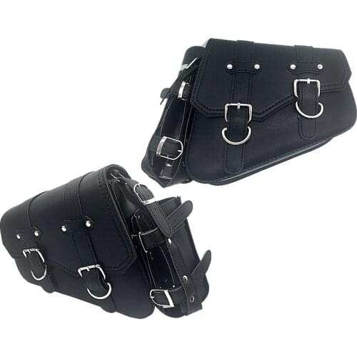 883 Motorcycle for Harley Sportster XL 883 XL1200 Motorcycle Side Saddle Bag Leather 2PC Black Water Bag Bag Triangle Bag