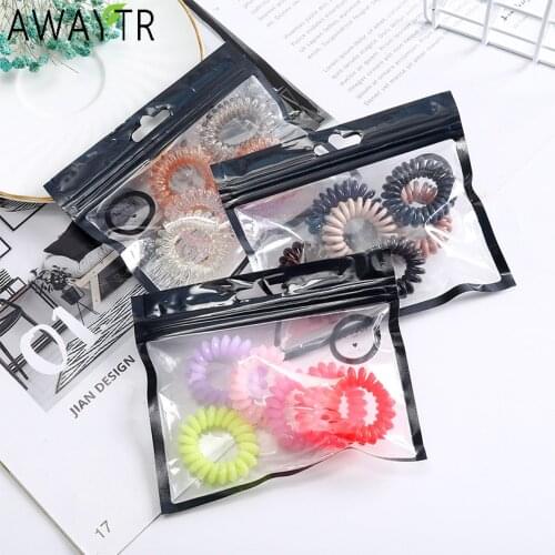 9pcs/set Women Cute Telephone Line Elastic Hair Band Ponytail Holder Scrunchies Rubber Bands Headband Fashion Hair Accessories