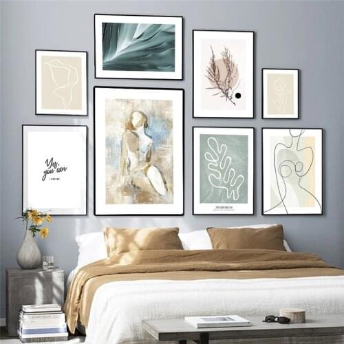 Abstract Figure Flower Painting Home Wall Art Decor Print and Poster Quote Plant Picture Canvas Painting for Living Room Decor