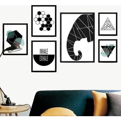 Abstract Canvas Print Painting Animals Elephant Butterfly Flamingo Geometric Figure Wall Art Picture For Decoration Unframed