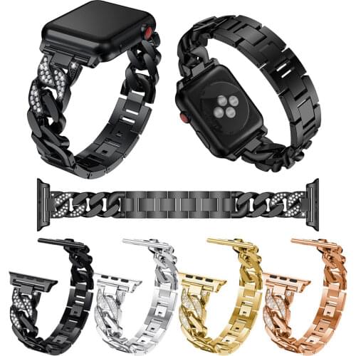 Luxury Crystal Stainless Steel Bracelet for Apple Watch 44/40mm 42/38mm Band iWatch Series 1 2 3 4 Strap Watchband