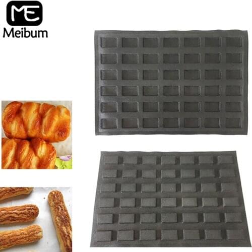 Meibum Black Porous 42 Cavity Silicone Mold Long Loaf Square Bread Mould Eclair Baguette Tray Non Stick Bakeware Baking Tools