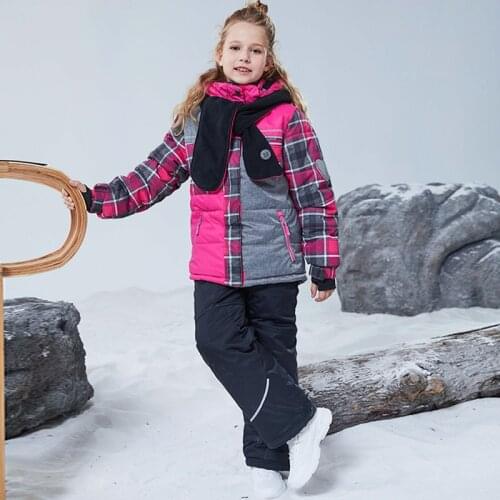 2021 New Children Ski Suit Girl Outdoor Snowboard Jacket Overalls Waterproof Warm Ski Set Childrens Cotton Coat