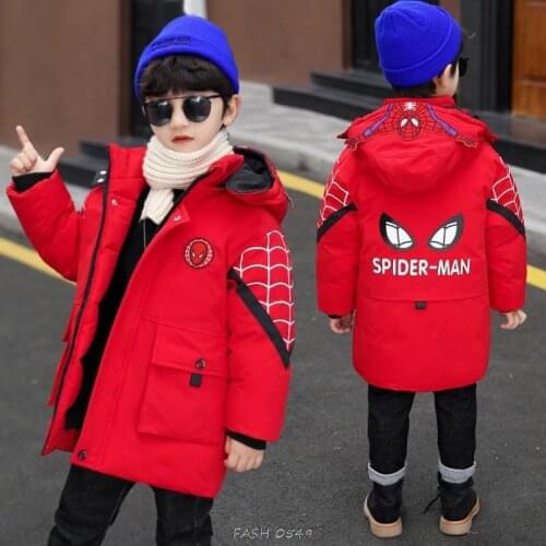 Winter SpiderMan childrensThick cotton coat coat 2021new boys and girl childrens cotton padded childrens Hooded Jacket Disney