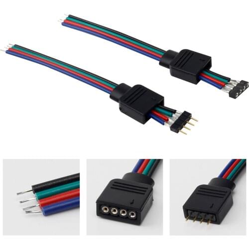 For 5PCS 4-Pin LED RGBW Light Bar Connector Male/Female Plug Socket Connection Cable