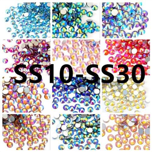 SS10-SS30 Nail drill rhinestone 35 colors fashion shine phone shell shoes decoration Crystal glass DIY flatback diamond ZZ070