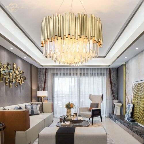 Nordic Crystal Chandeliers Lighting Luxury LED Gold Lamp Creative Round Indoor Lights for Living Room Bedroom Dining Room