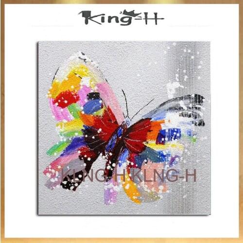 Colorful Butterfly Wall Picture Handmade Beauty Big Size Art Wall Decoration Painting Free Shipping Animals Oil Painting