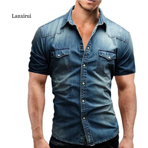 Мужские джинсовые рубашки Lanxirui China At AliExpress